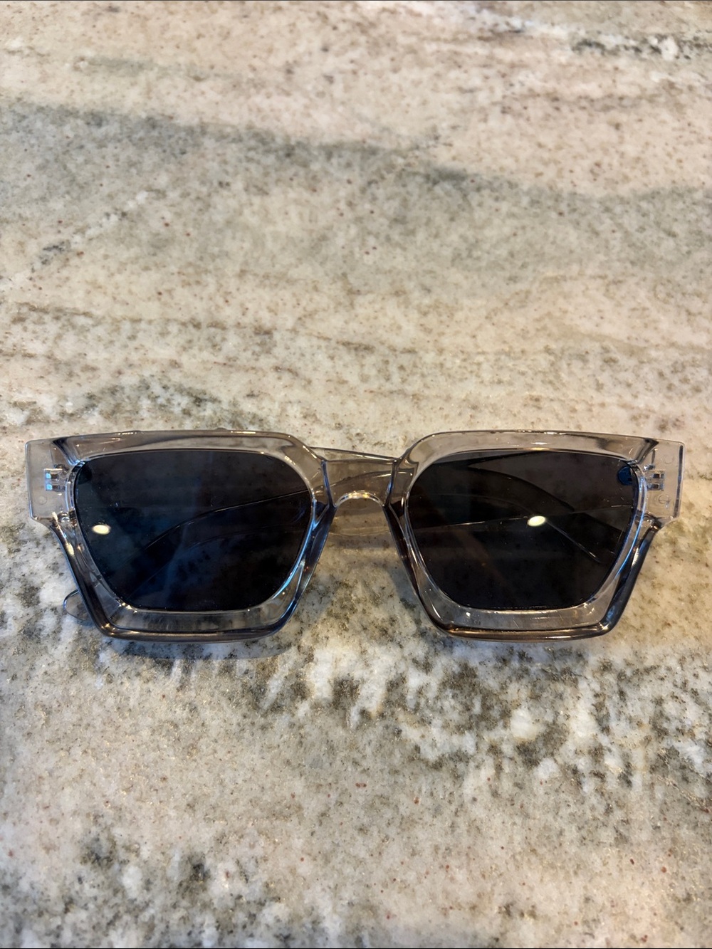 Clear Smoke Square Sunglasses with Dark Lenses